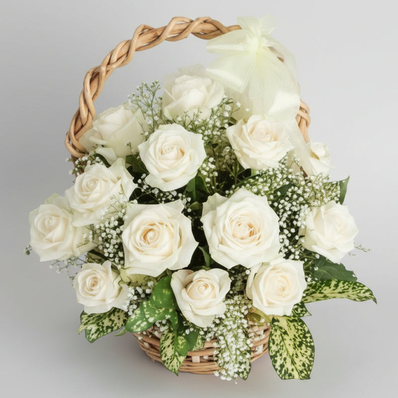 Order White Roses Basket Online -  Delivery in India