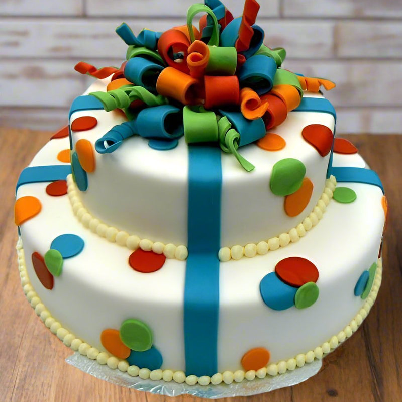 Gift Box Cake Design with Ribbons - India