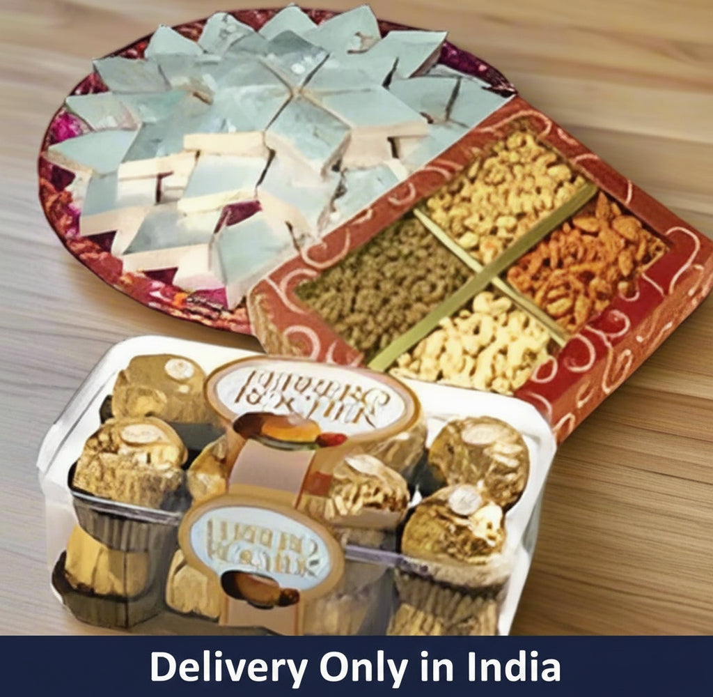 Dry Fruits, Kaju Katli & Ferrero Rocher: Gift Combo – India