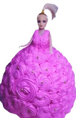 Rose Decor Pink Barbie Cake — purple-pink rose-style skirt design; India
