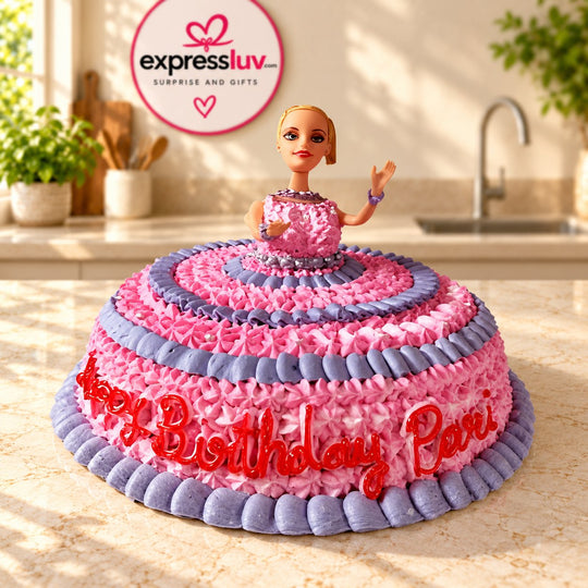 Kid'S Favourite Barbie Cake, photographed on a sunlit marble counter — delivery in India