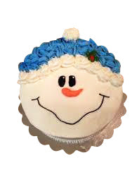 Smiling Face Cake — smiling face piping with blue hair-style detail; India