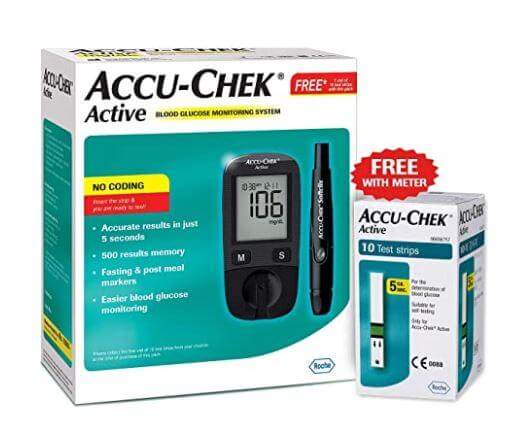 Accu-Chek Active Blood Glucose Meter Kit with 10 strips – India