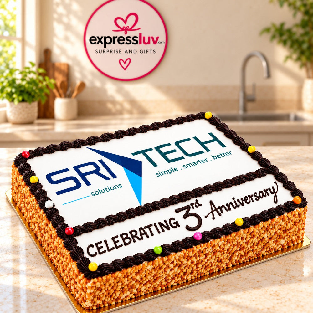 Butter Scotch Photo Cake — a printed celebration panel with a dark cream border; India