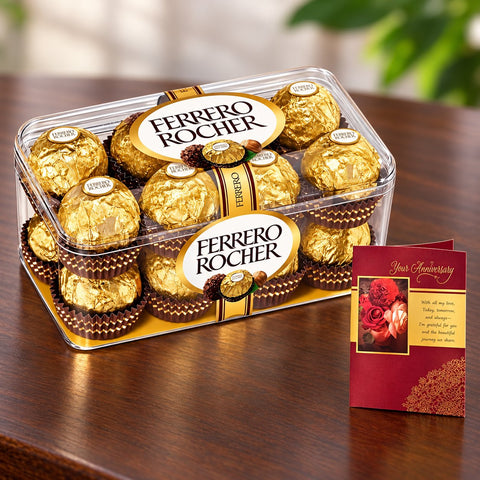 Ferrero Rocher 16 Pc with a gift card attachment – India