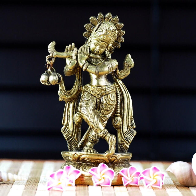 Krishna Brass Statue 4 Inch - FOR AUSTRALIA