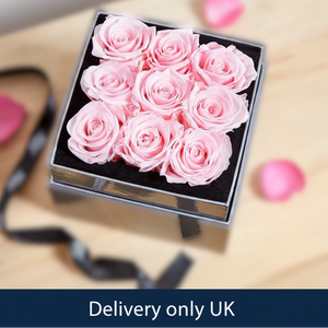 Long Lasting 9 Pink Roses - UK