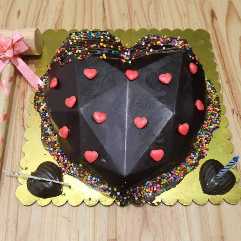Heart-shaped Piñata cake