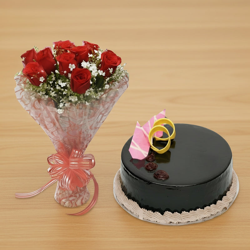 Chocolate cake with Flowers - India