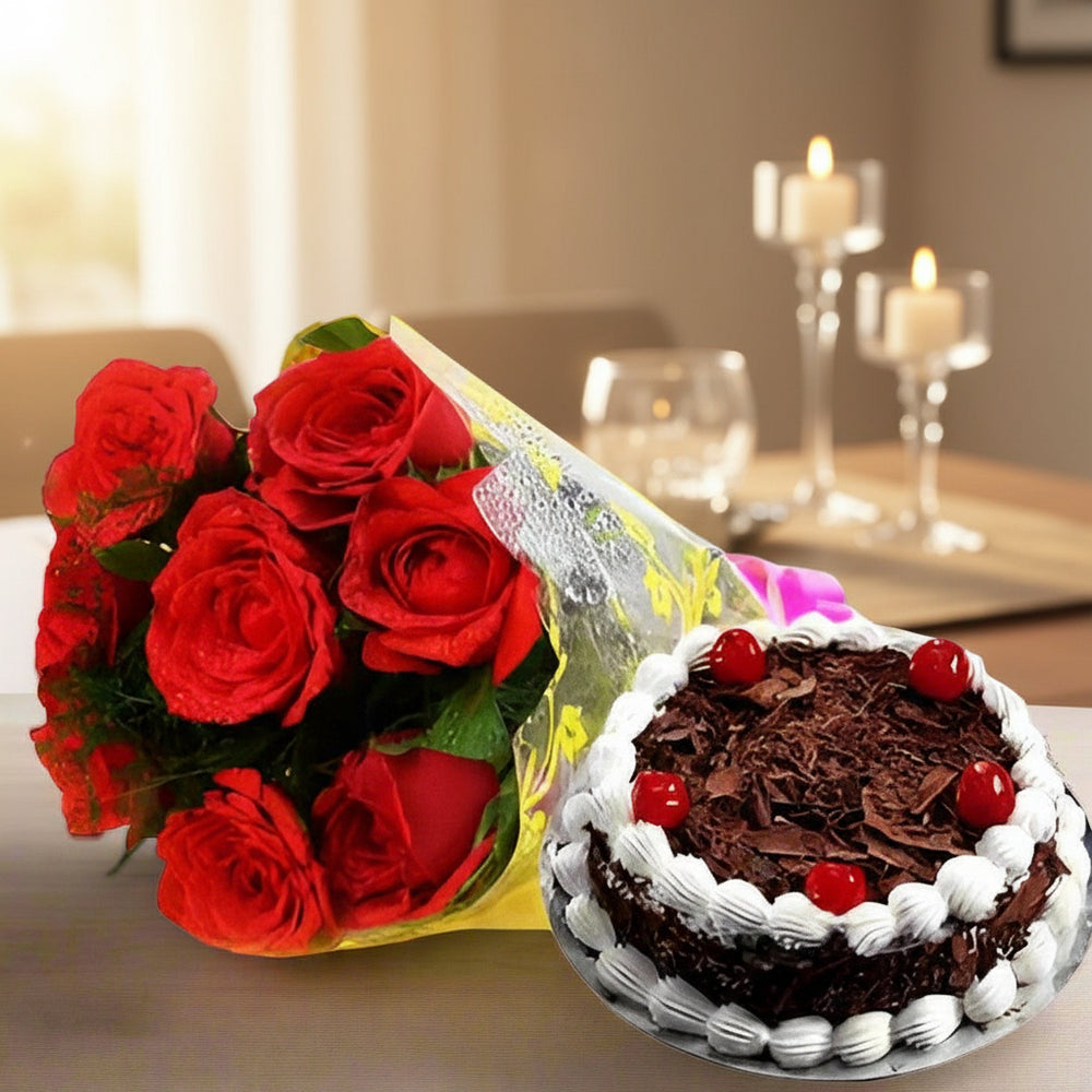 Eternal Delight Black Forest and Roses – India