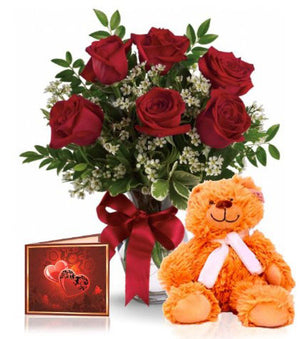 Combo of Flowers and teddy - Australia