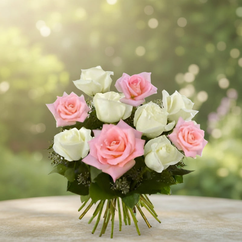 Order Pink and White Carnation Bouquets in India