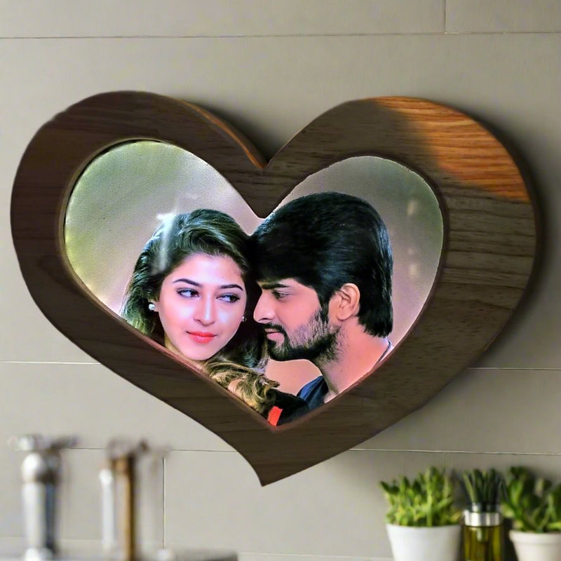 Heart LED Premium Wooden Frame - India