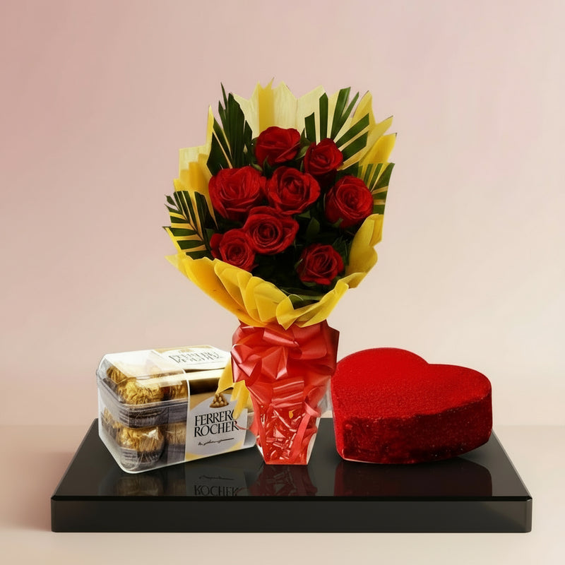 Ferrero with Cake & Roses - India