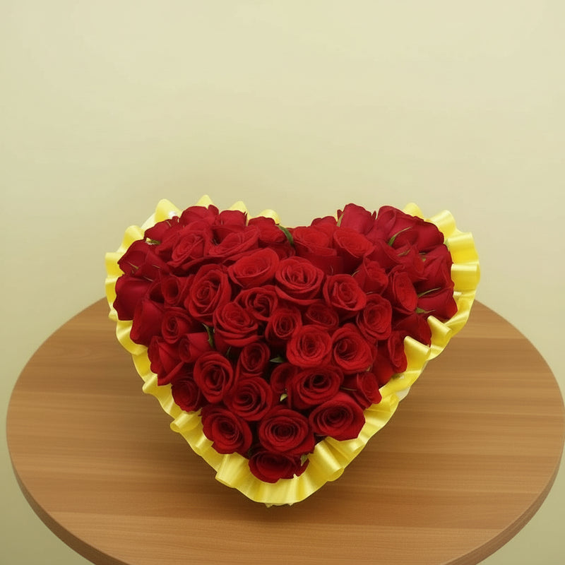 Send Red Roses Heart Arrangement to India - Delivery