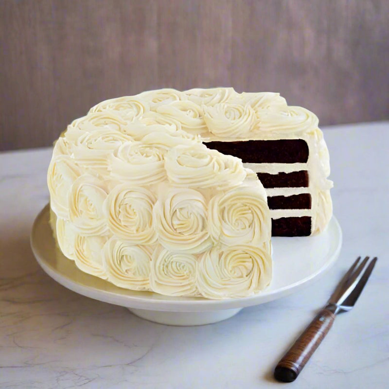 Send Flower Design White Chocolate Cake to India