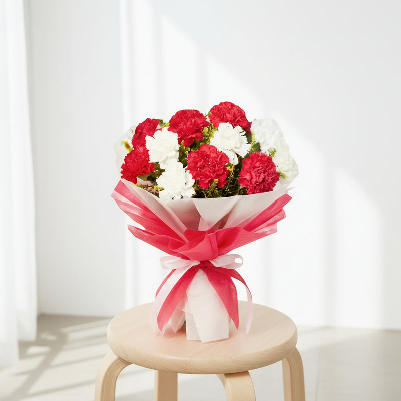 Red and White Carnations - Order in India