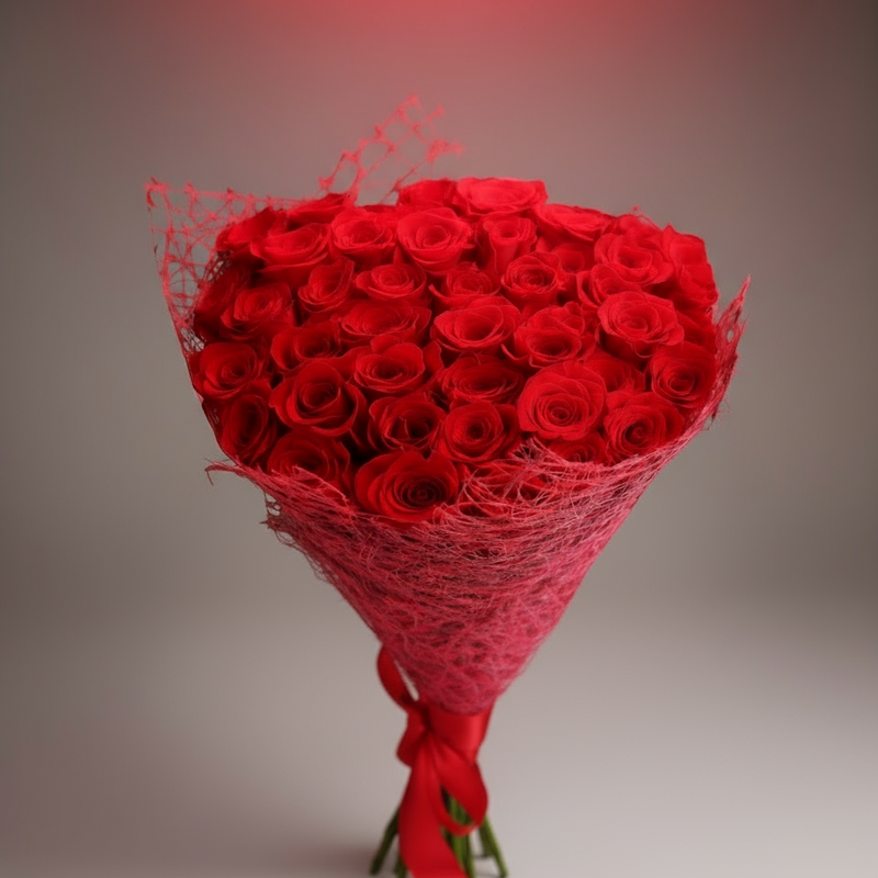 Premium Packing Red Roses - India