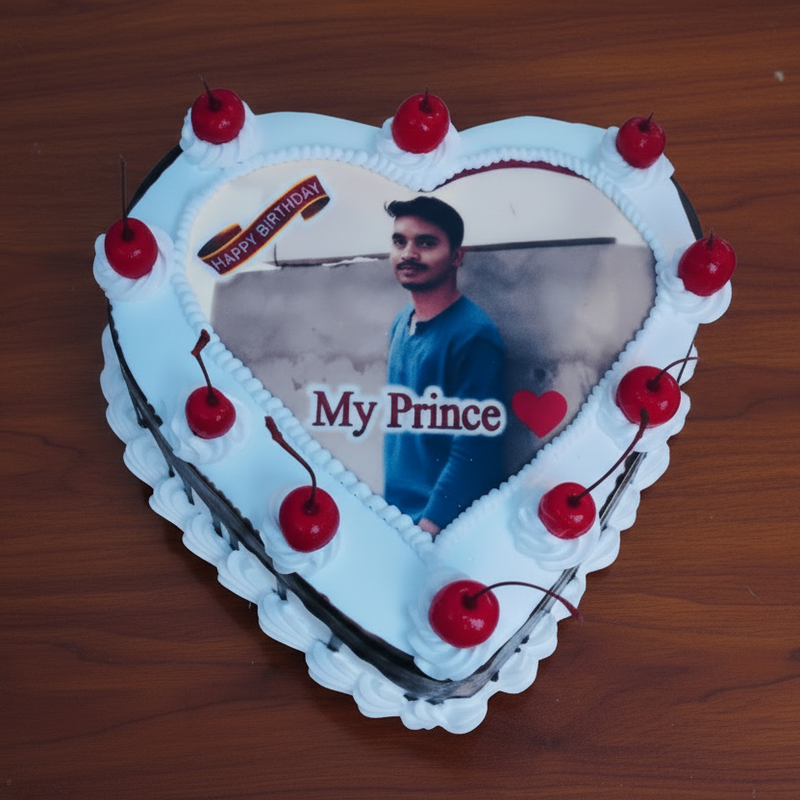 Heart-shaped Photo Cake