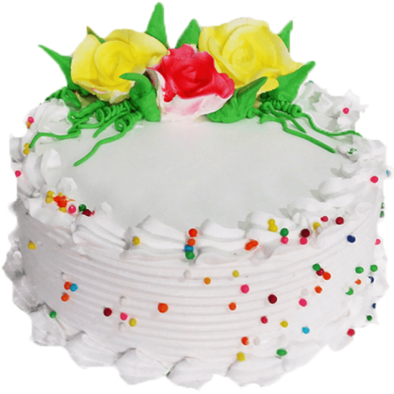 Celebration Vanilla Birthday Cake — white finish with colourful flowers and sprinkle accents; India