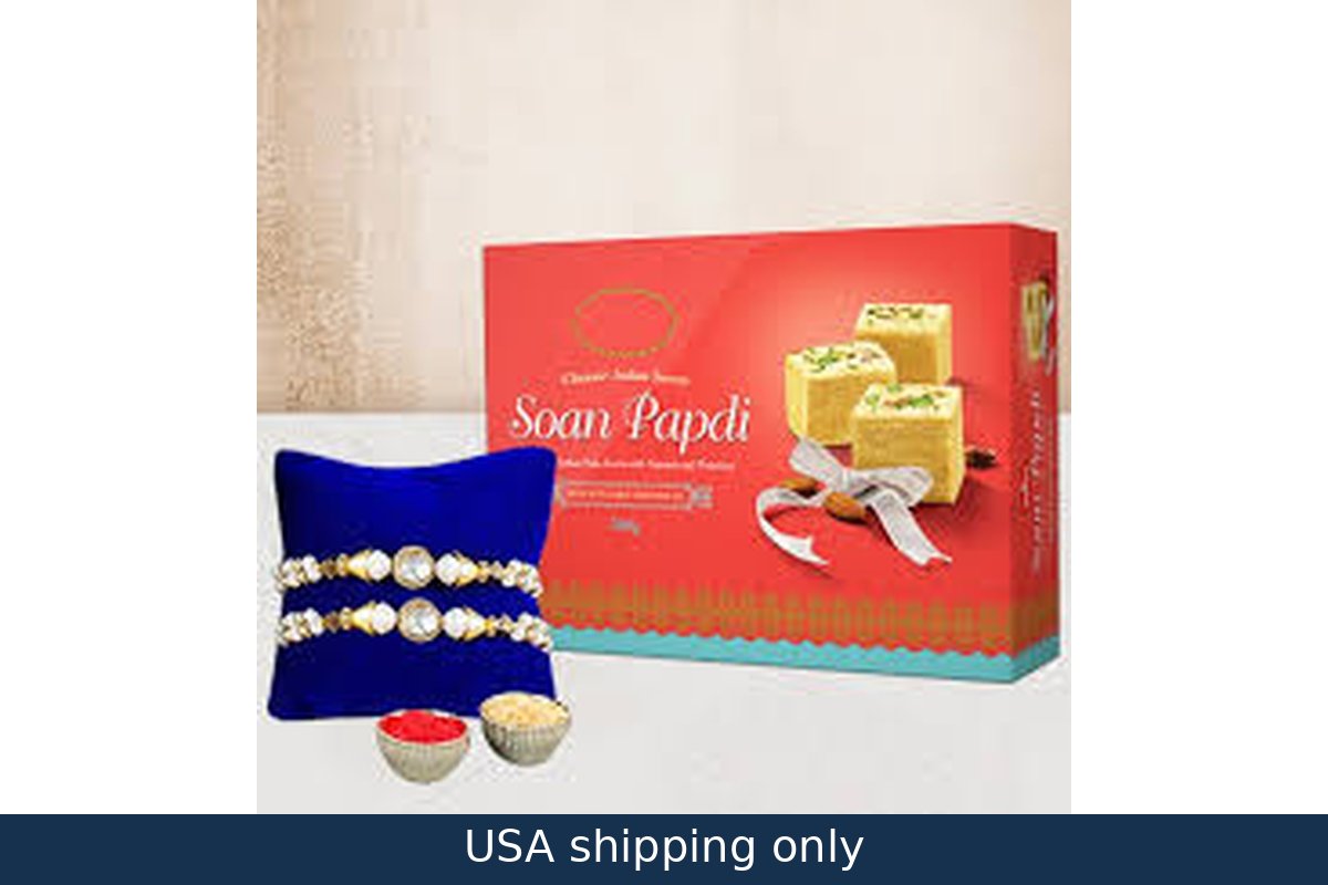 250 gm Haldiram Soan Papdi with 2 Ethnic Rakhi - USA