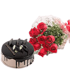 Premium Chocolate cake with Red Roses