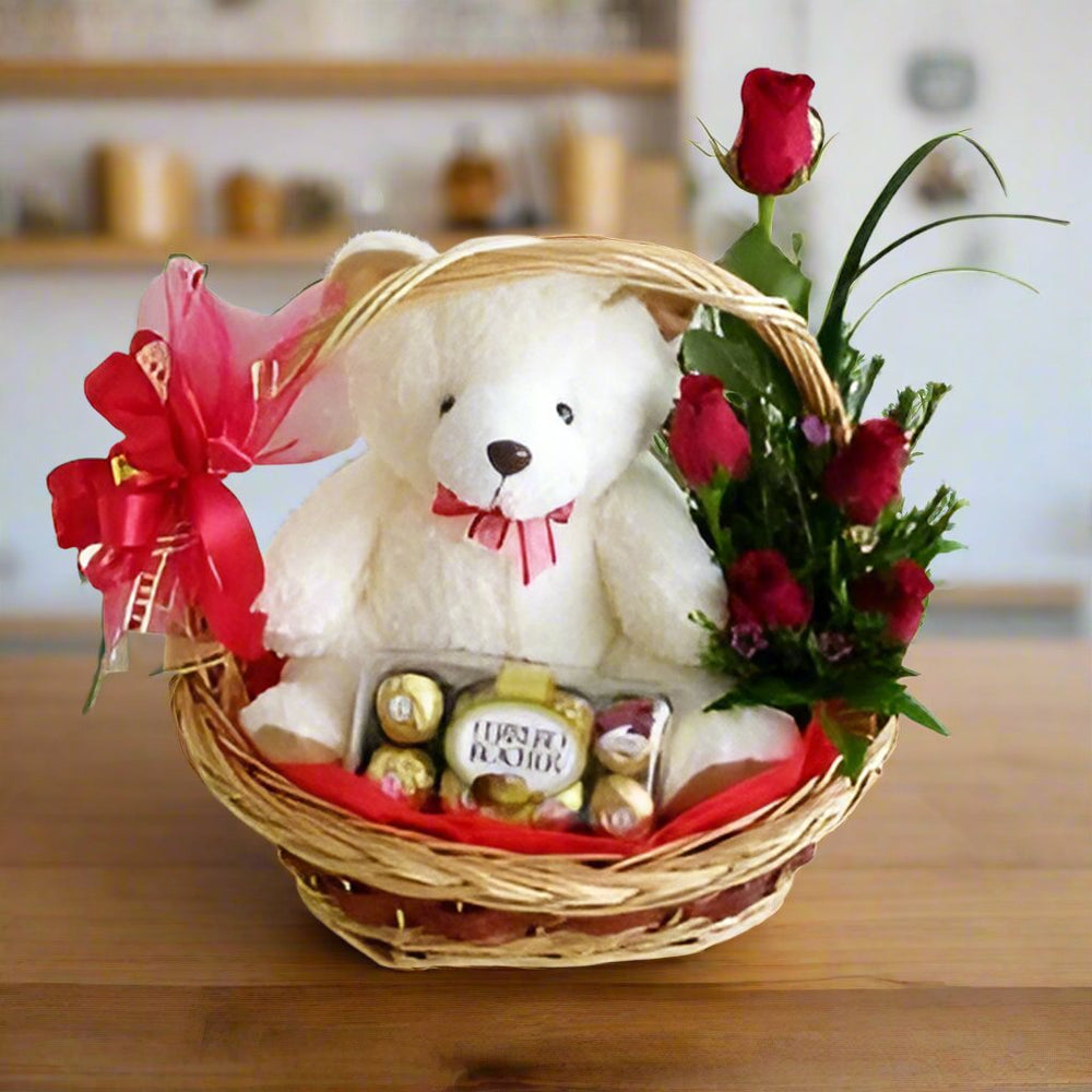 Sweet Teddy Chocolate Flowers Surprise – India