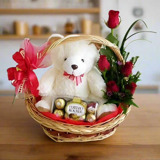 Sweet Teddy Chocolate Flowers Surprise – India