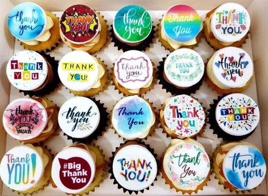 Personalised Greeting Cupcakes — colourful printed greeting panels; India