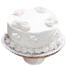 Vanilla Beauty Cake — white cream finish and small rosette accents; India