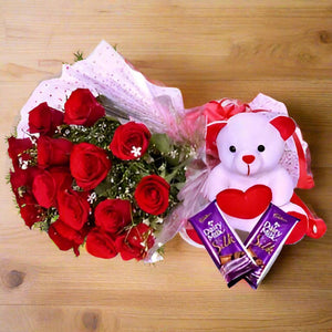 Red Roses and Teddy Combo - India