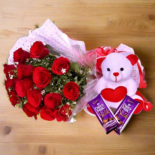 Red Roses and Teddy Combo – India