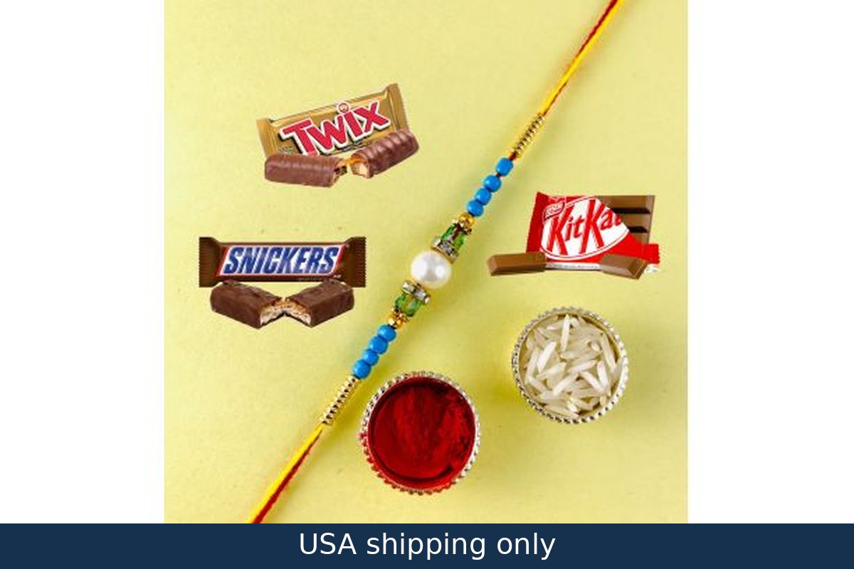 White Pearl Rakhi with Assorted Chocolates – delivery in USA